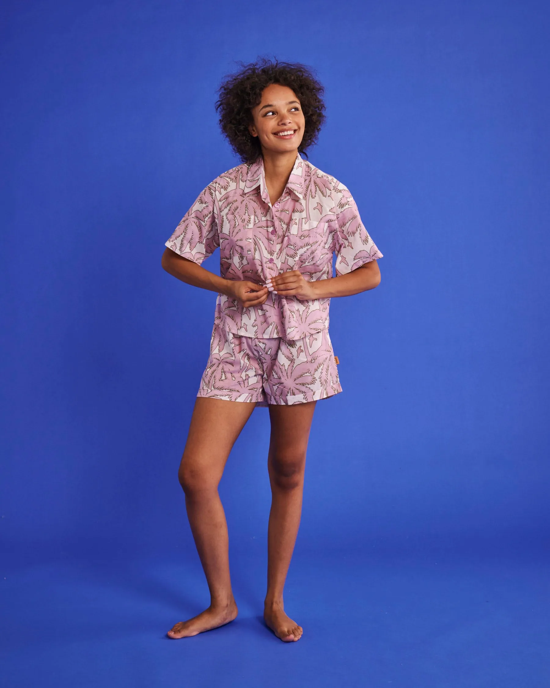 Balmy Palmy Organic Cotton Short Sleeve Shirt & Short Pyjama Set