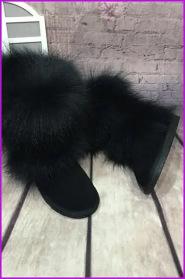 Fox Fur Mid-calf Warm Boots F028