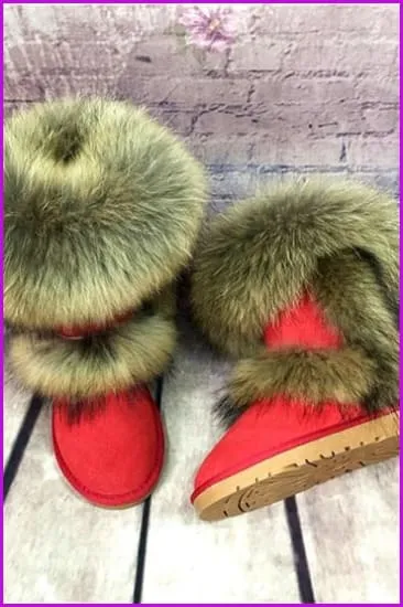 Fox Fur Mid-calf Warm Boots F028