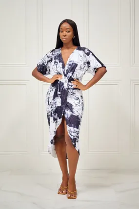 Girl on the Go Midi Length Tie-Dye Dress - Black
