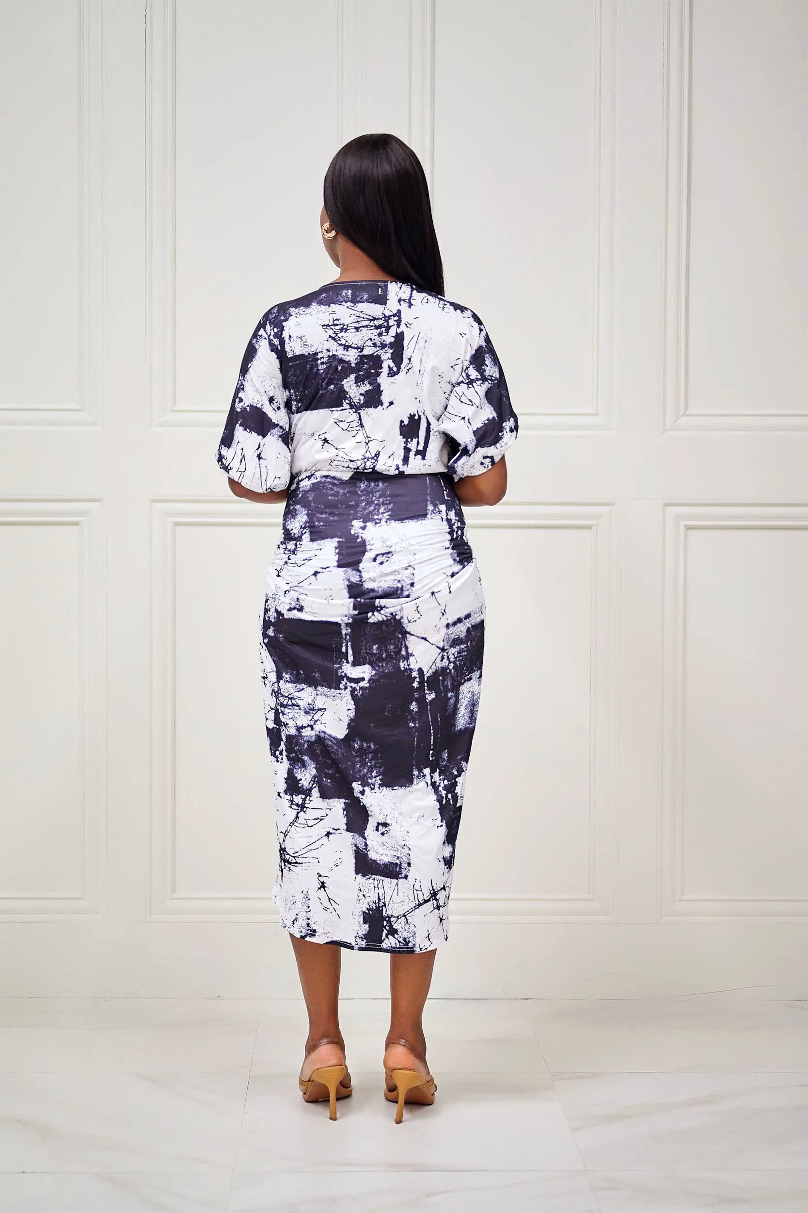 Girl on the Go Midi Length Tie-Dye Dress - Black