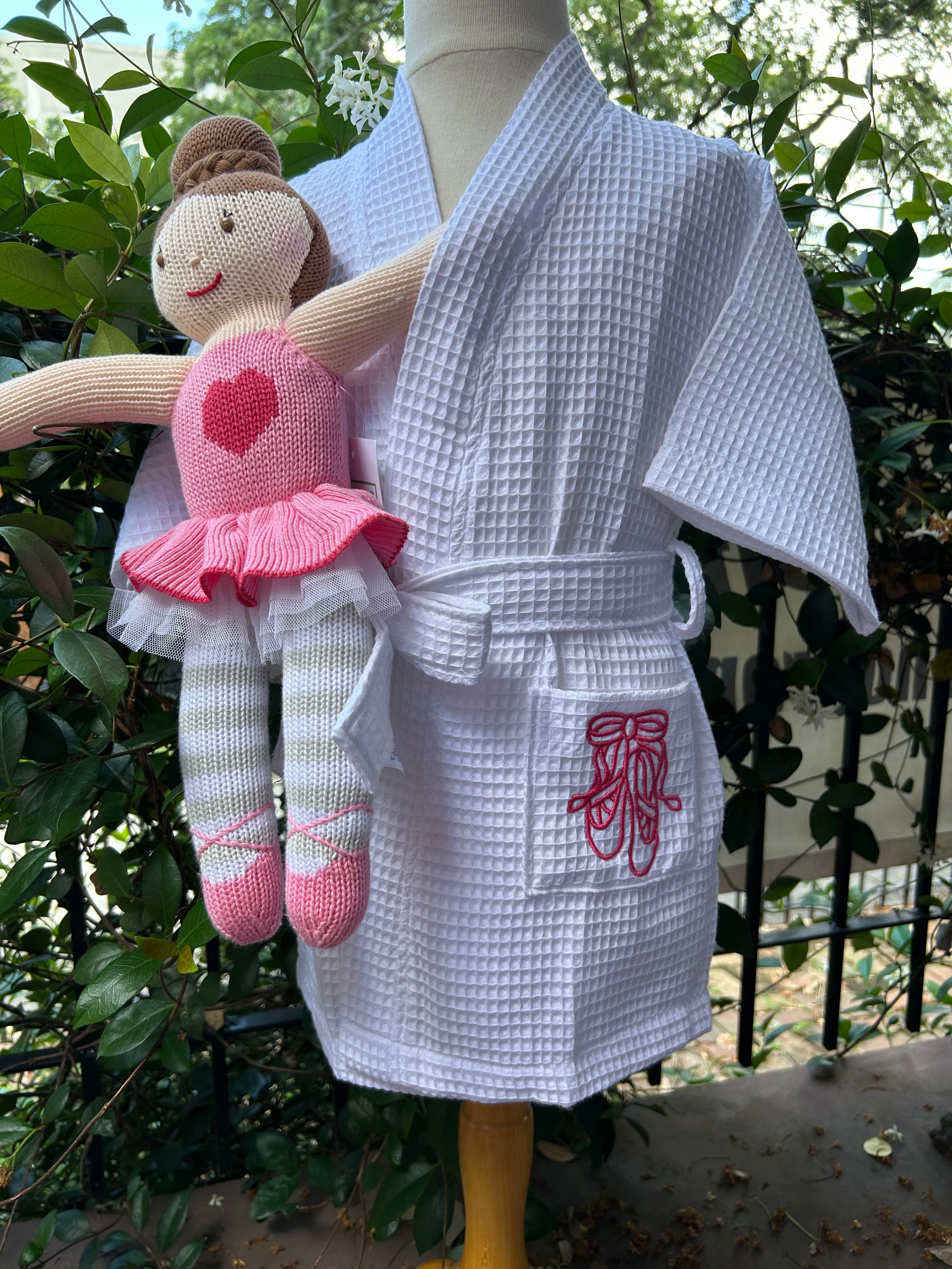 GIRLS WAFFLE ROBE BALLET SLIPPERS
