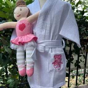 GIRLS WAFFLE ROBE BALLET SLIPPERS