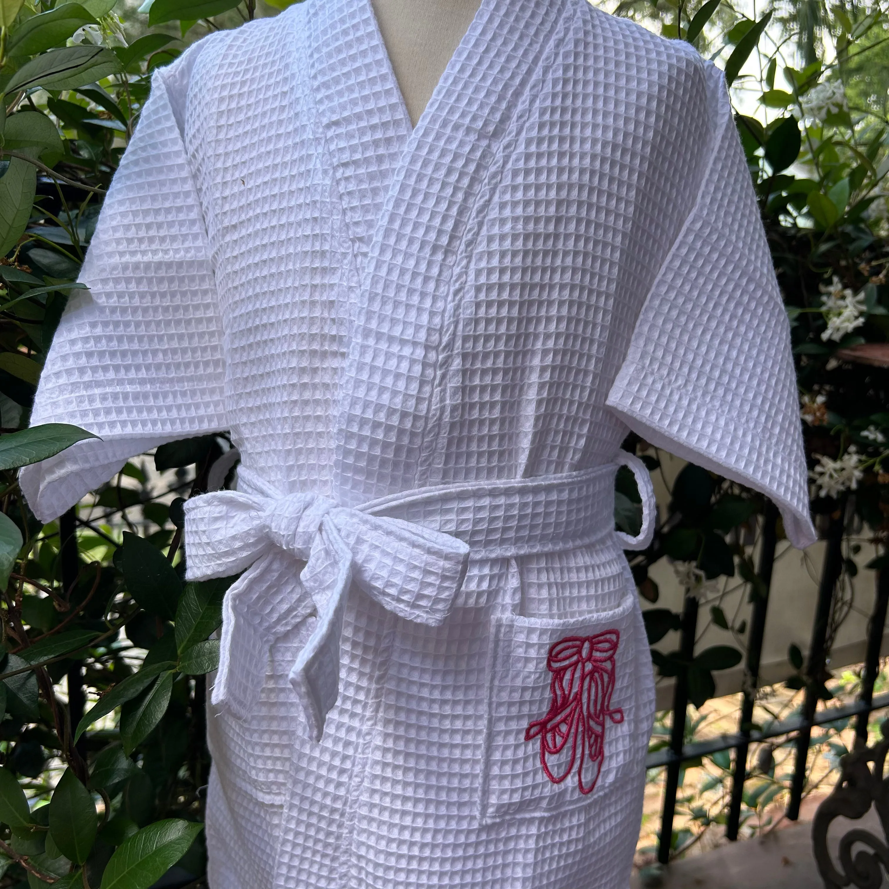 GIRLS WAFFLE ROBE BALLET SLIPPERS