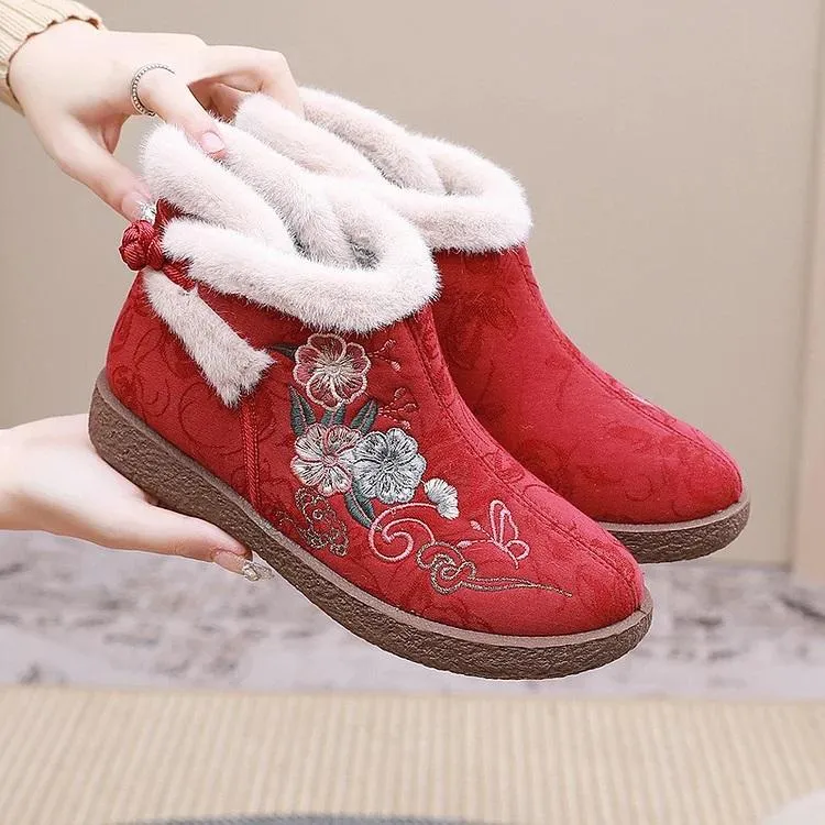 Hand Embroidery Cashmere Warm Boots