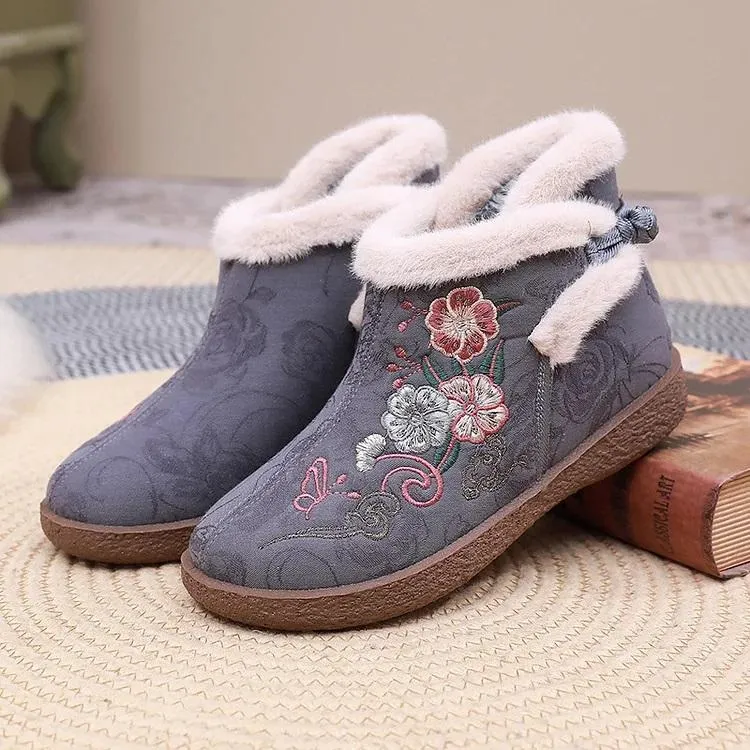 Hand Embroidery Cashmere Warm Boots
