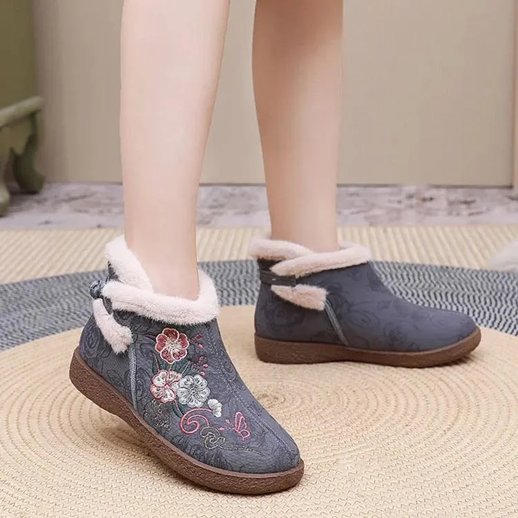Hand Embroidery Cashmere Warm Boots
