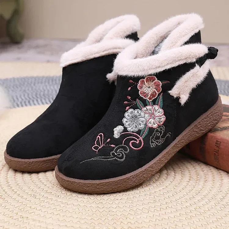 Hand Embroidery Cashmere Warm Boots