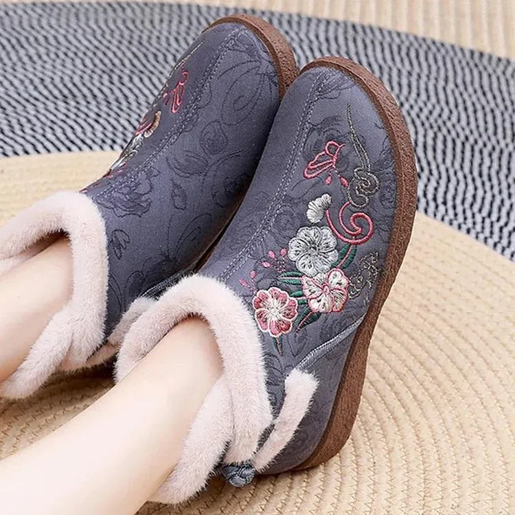 Hand Embroidery Cashmere Warm Boots