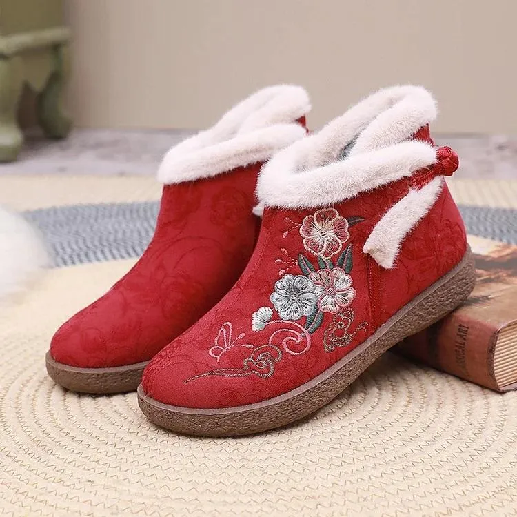 Hand Embroidery Cashmere Warm Boots