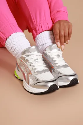 Hit The Streets Lace Up Sneakers - Silver/Multicolor