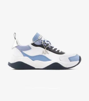 Logo Charm Leather Sneakers Offwhite Light Blue Silver