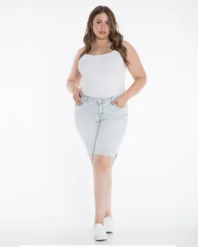 Mid Rise Bermuda - Denim Stripes | DENIM STRIPES