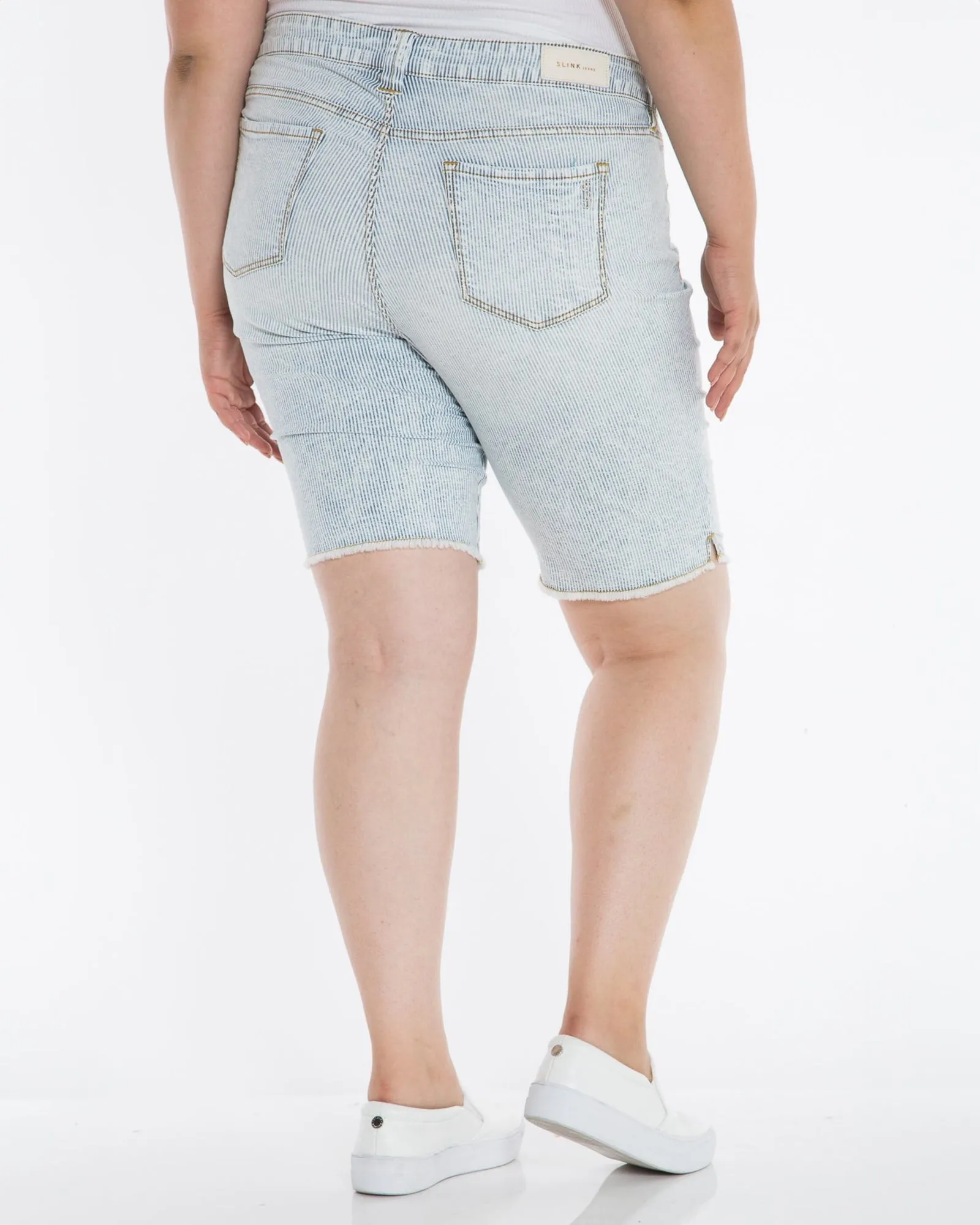 Mid Rise Bermuda - Denim Stripes | DENIM STRIPES