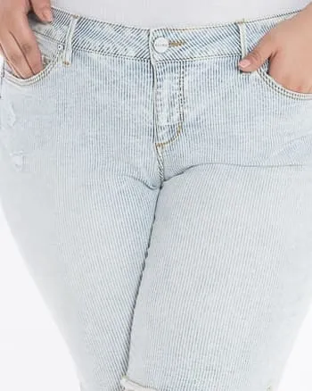 Mid Rise Bermuda - Denim Stripes | DENIM STRIPES
