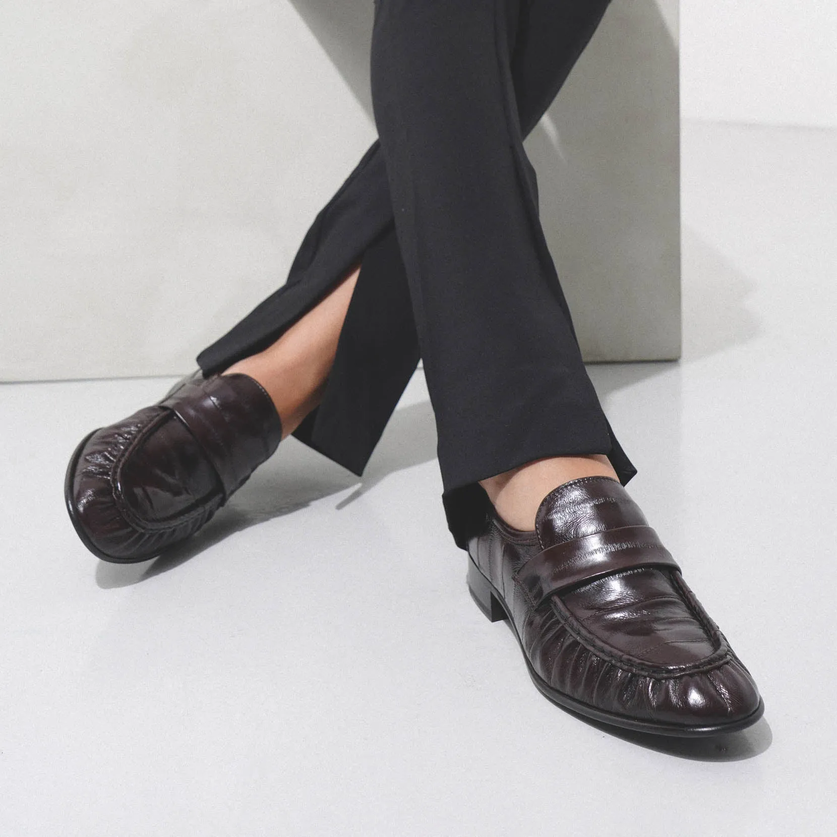 Soft brown eel loafers