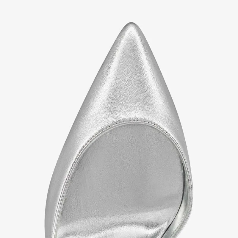 Stylish Silver Laminated Leather Pump