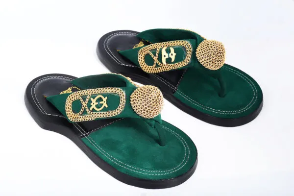 The Akan Gold Ornament Open Slippers