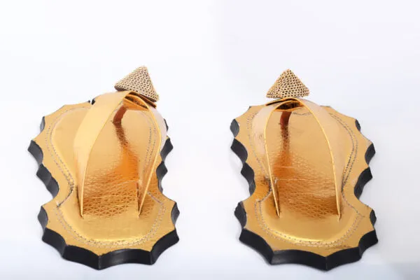 The Akan Gold Ornament Open Slippers