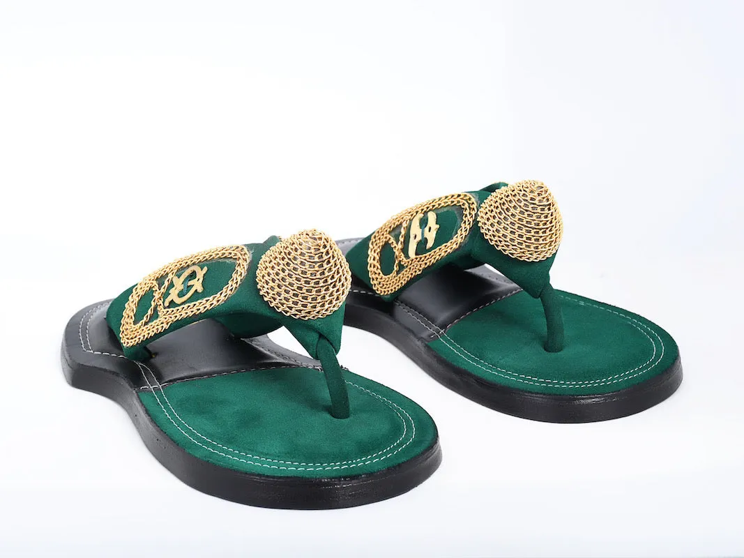 The Akan Gold Ornament Open Slippers
