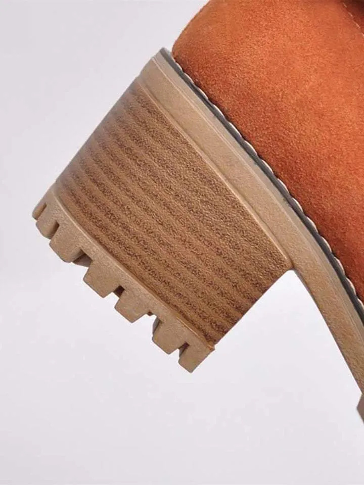 Warm Velvet Chunky Heel Snow Boots