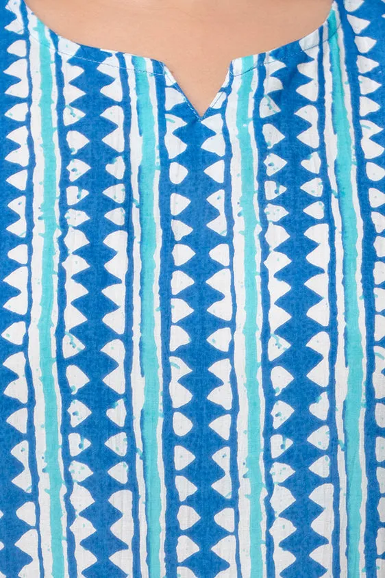 Women Abstract Azure Blue Printed Night suit