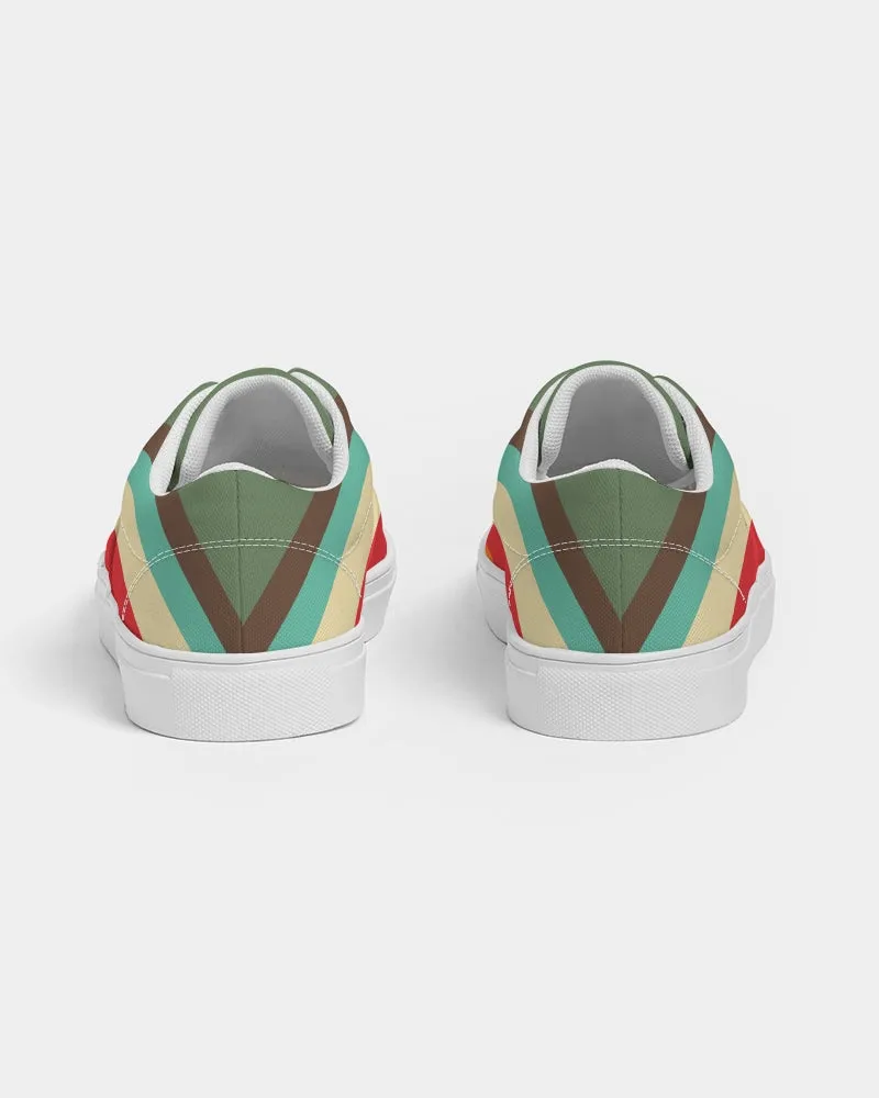 Women's 70s Retro Rainbow Stripe Lace Up Canvas Shoes