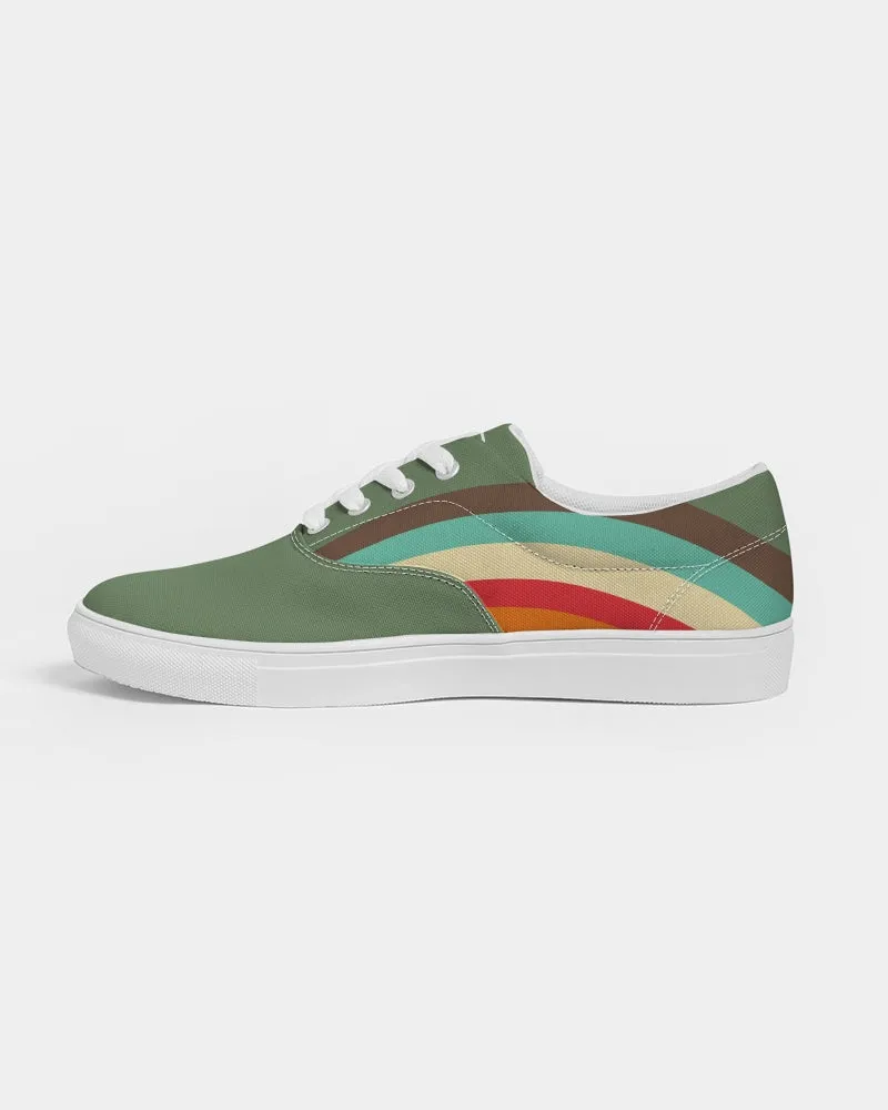 Women's 70s Retro Rainbow Stripe Lace Up Canvas Shoes