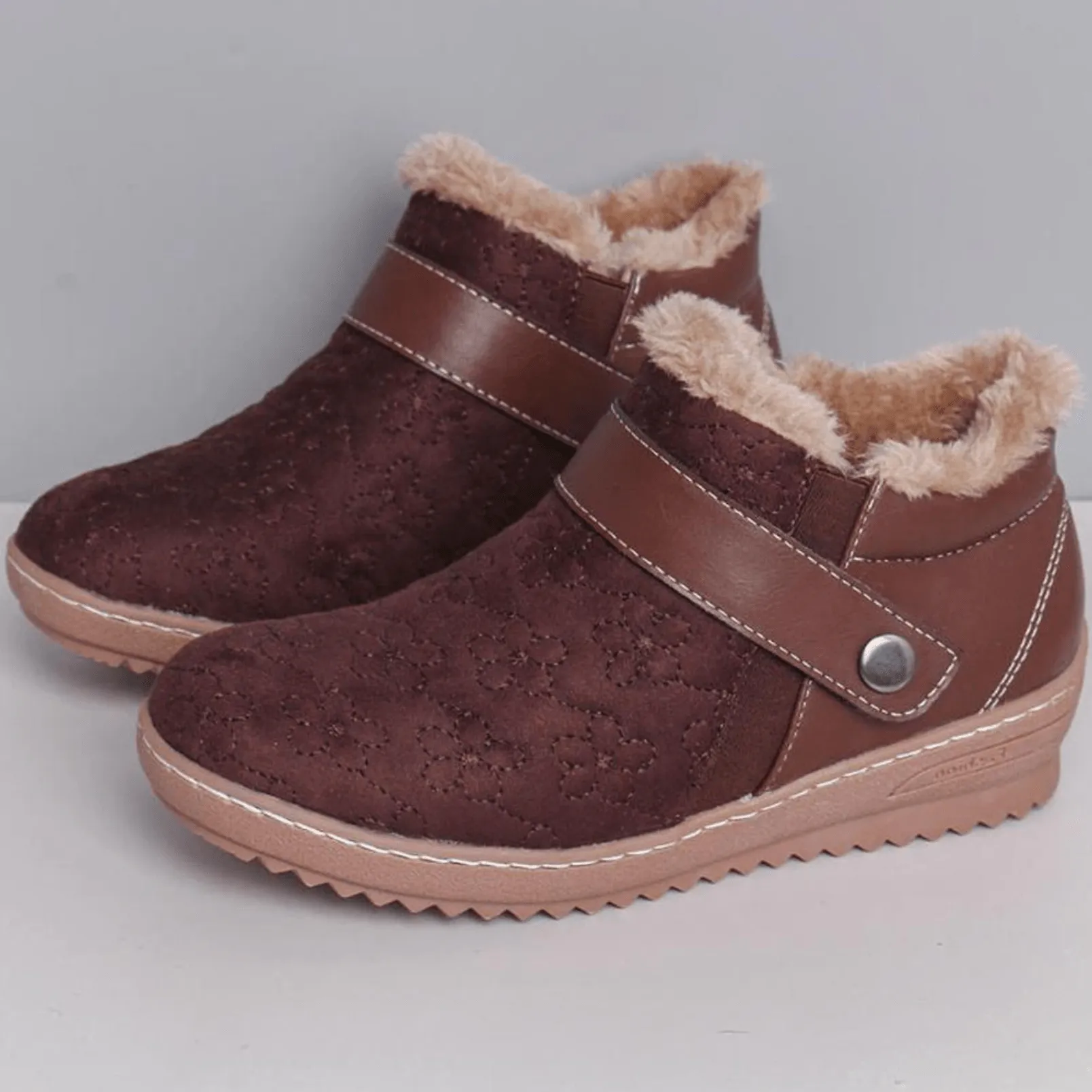 Women's Low Heel Warm Fur Lining Ankle Boots