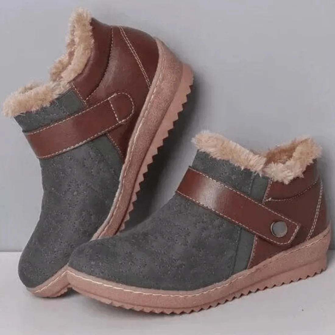 Women's Low Heel Warm Fur Lining Ankle Boots