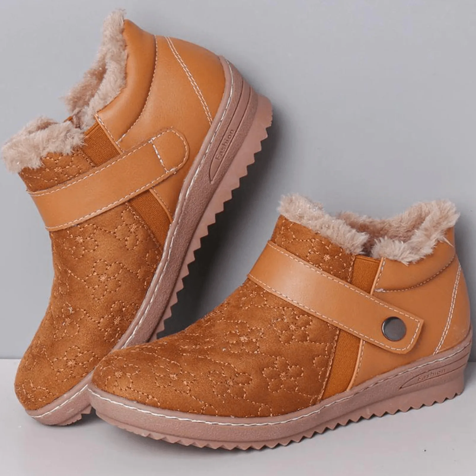Women's Low Heel Warm Fur Lining Ankle Boots
