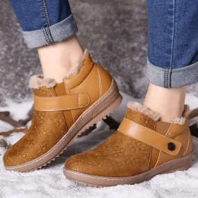 Women's Low Heel Warm Fur Lining Ankle Boots