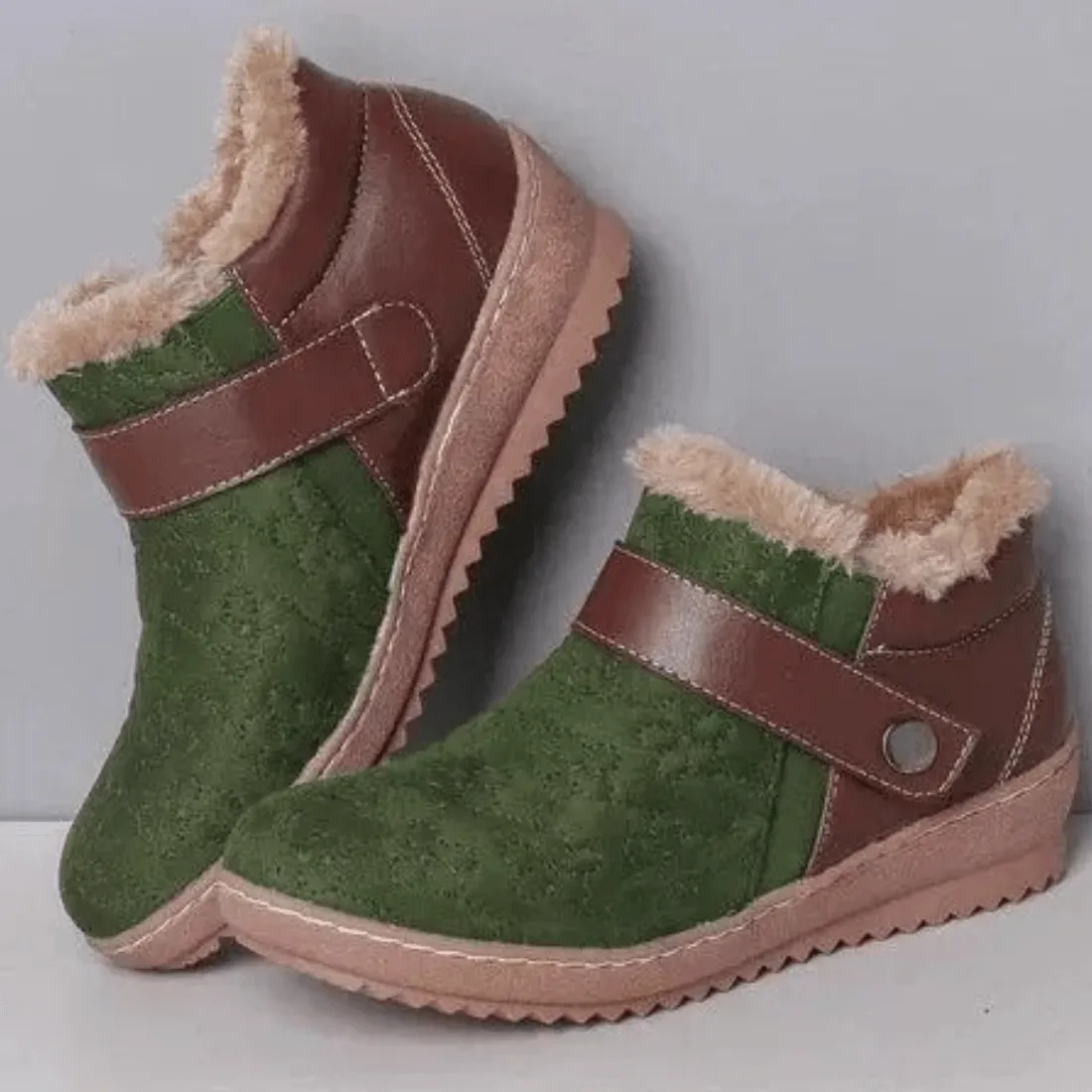 Women's Low Heel Warm Fur Lining Ankle Boots